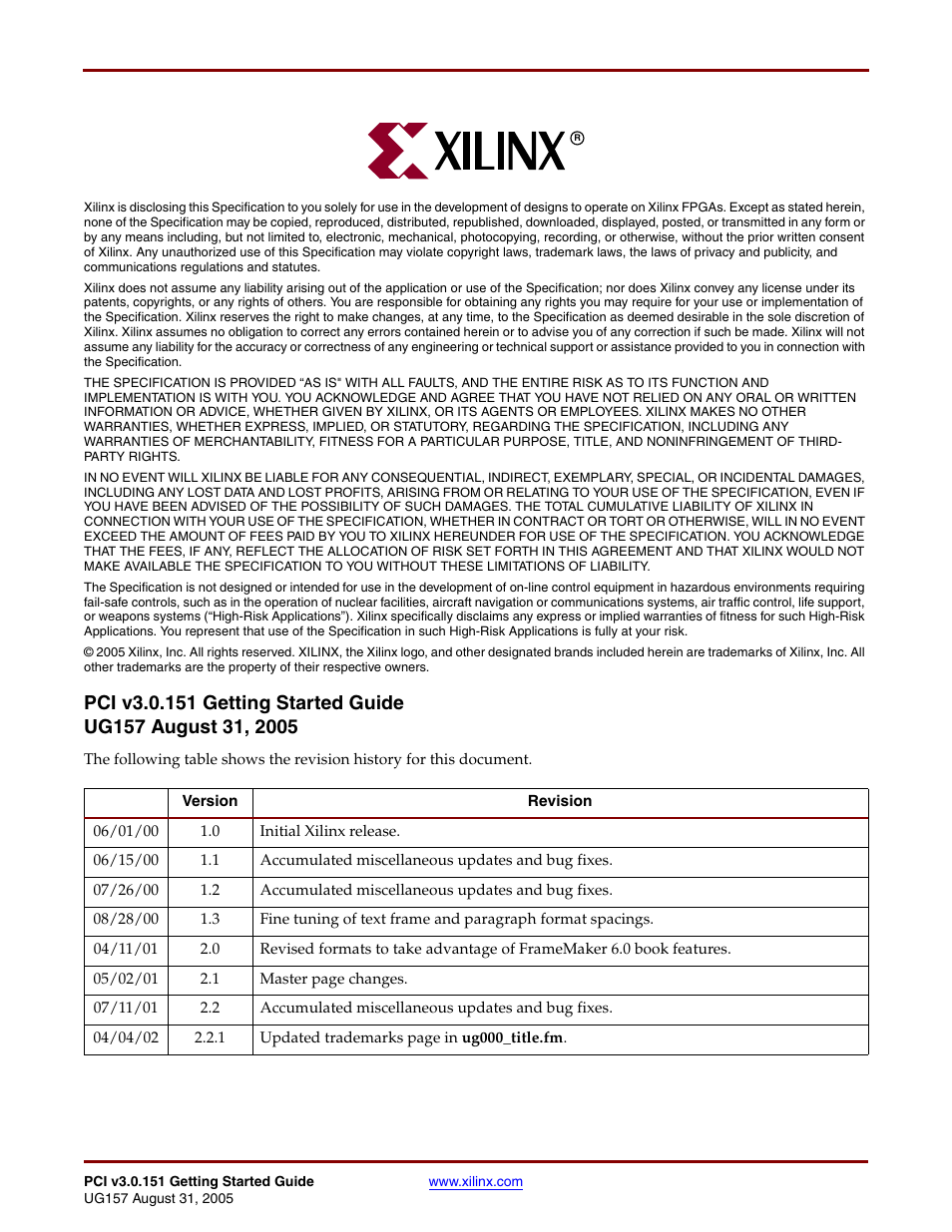 Xilinx LogiCore PCI v3.0 User Manual | Page 2 / 58