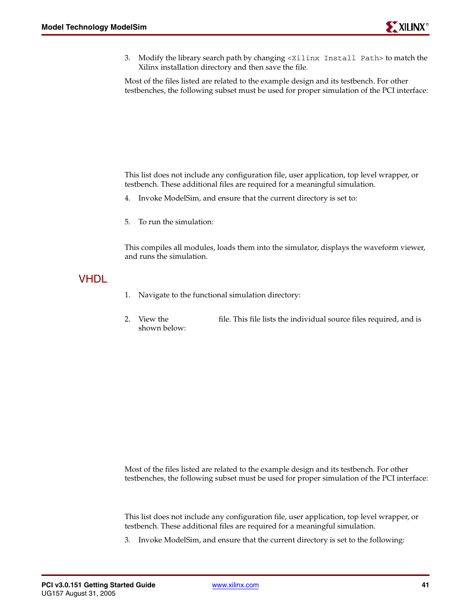 Vhdl | Xilinx LogiCore PCI v3.0 User Manual | Page 41 / 58