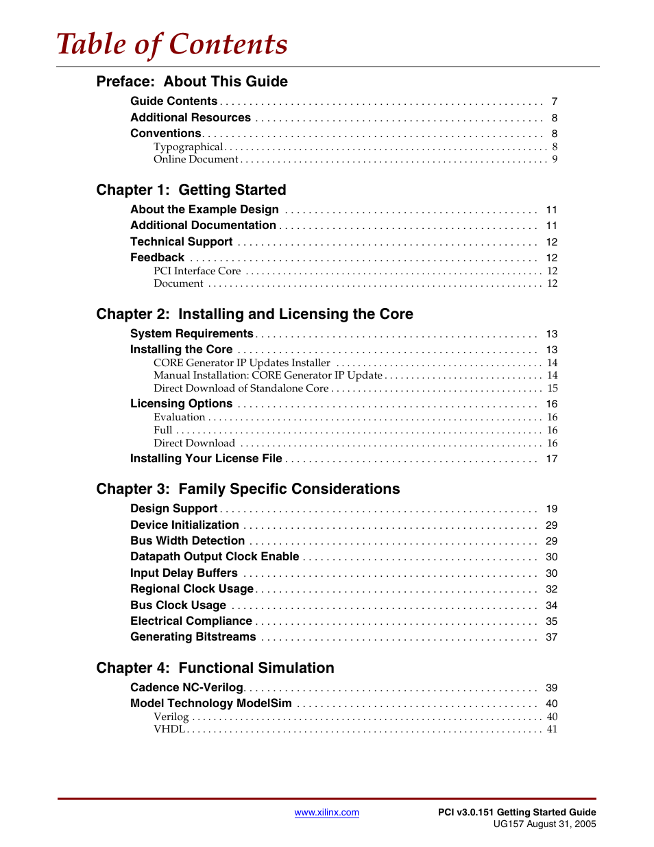Xilinx LogiCore PCI v3.0 User Manual | Page 5 / 58