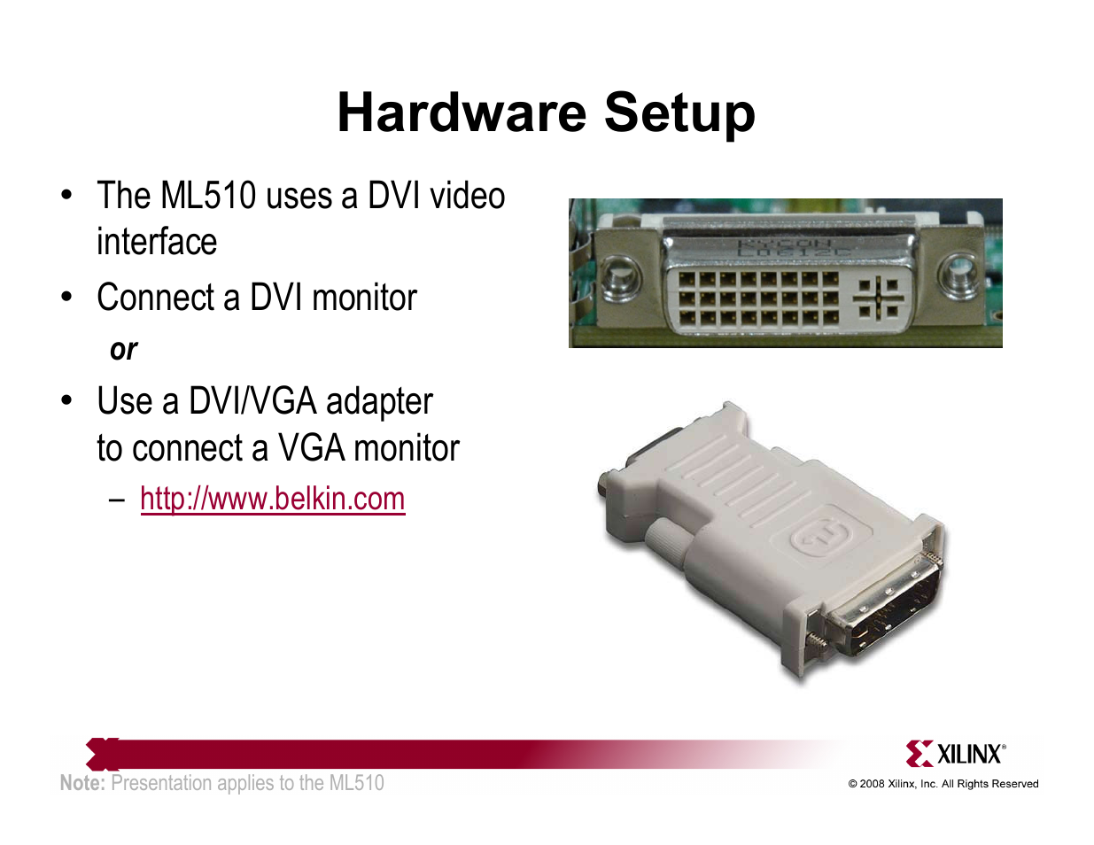 Hardware setup | Xilinx ML510 User Manual | Page 10 / 43