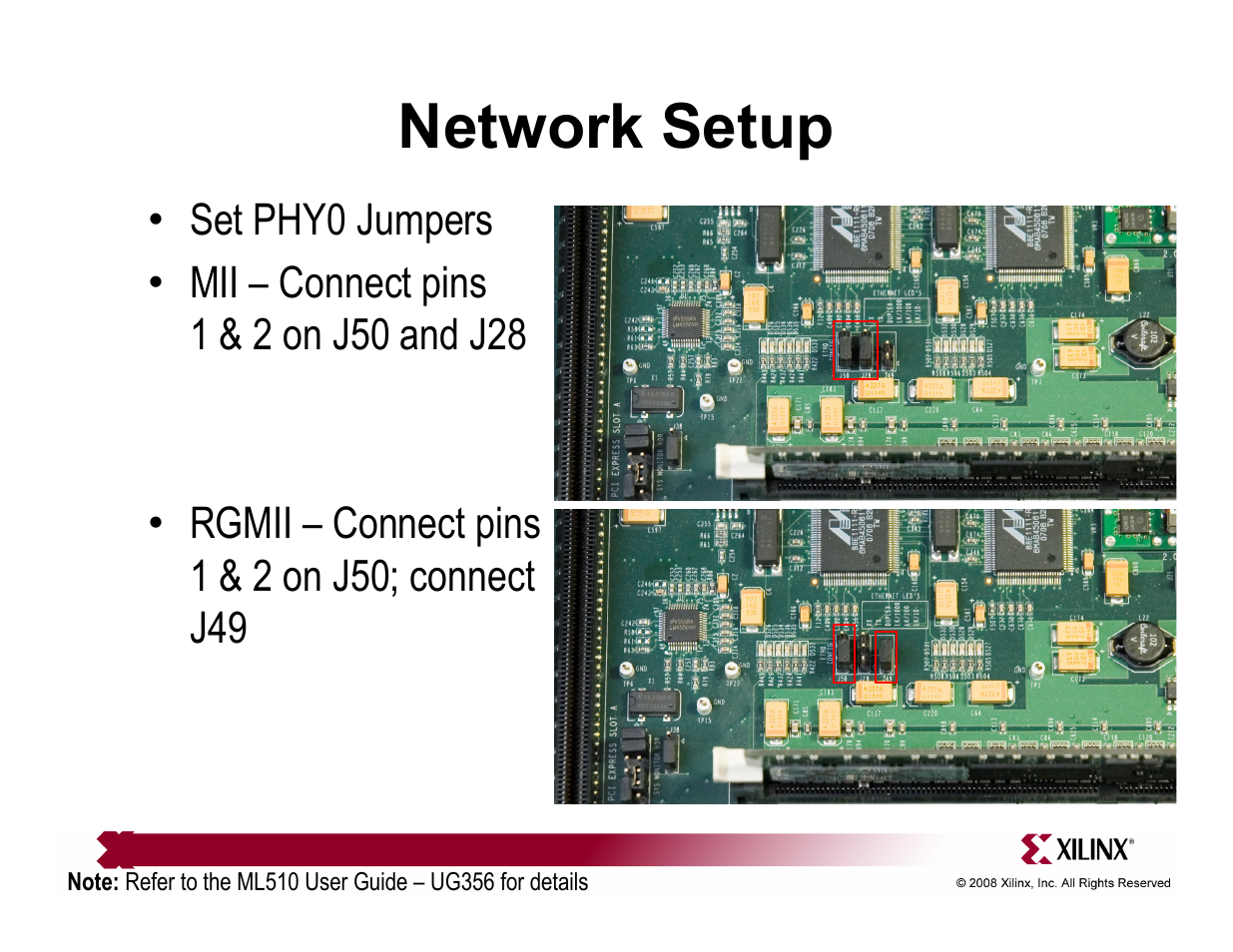 Network setup | Xilinx ML510 User Manual | Page 14 / 43