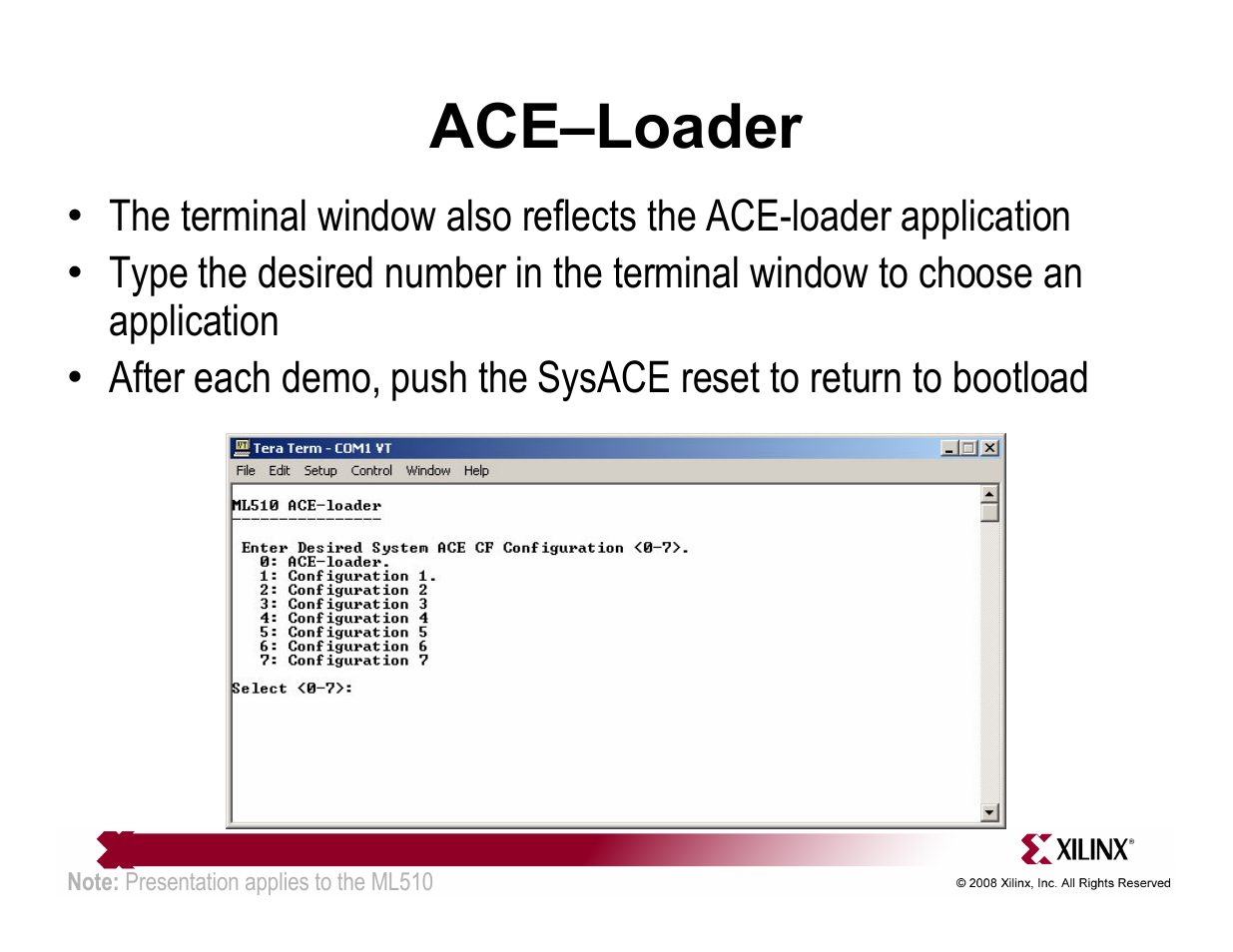 Ace–loader | Xilinx ML510 User Manual | Page 17 / 43