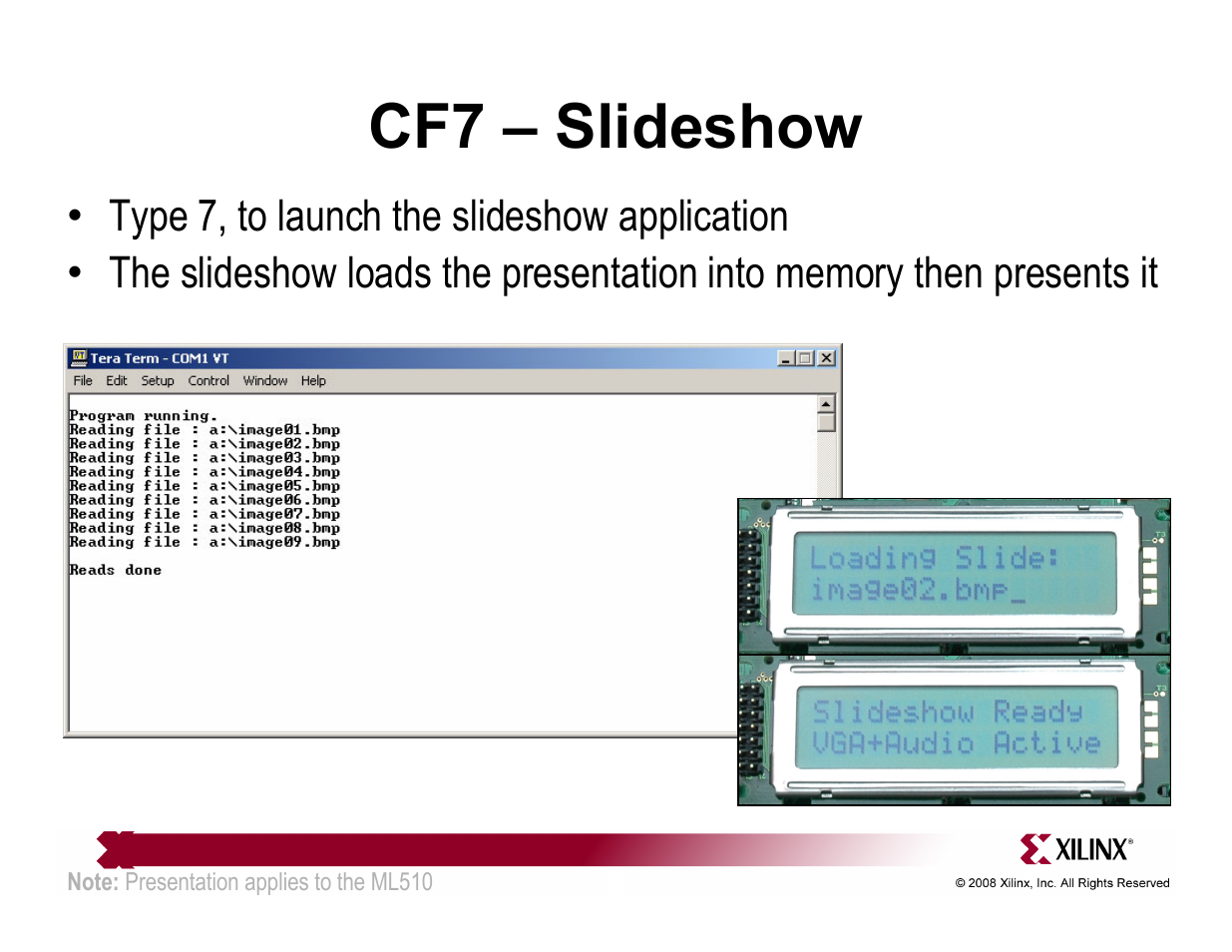 Cf7 – slideshow | Xilinx ML510 User Manual | Page 24 / 43