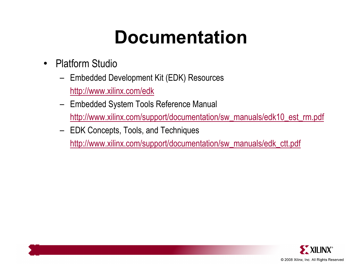 Documentation | Xilinx ML510 User Manual | Page 31 / 43