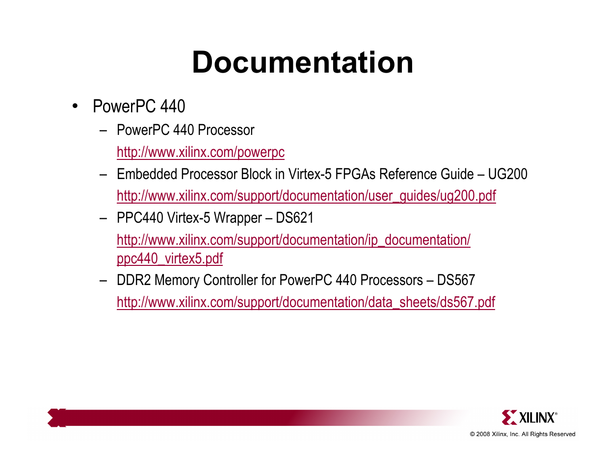 Documentation | Xilinx ML510 User Manual | Page 32 / 43