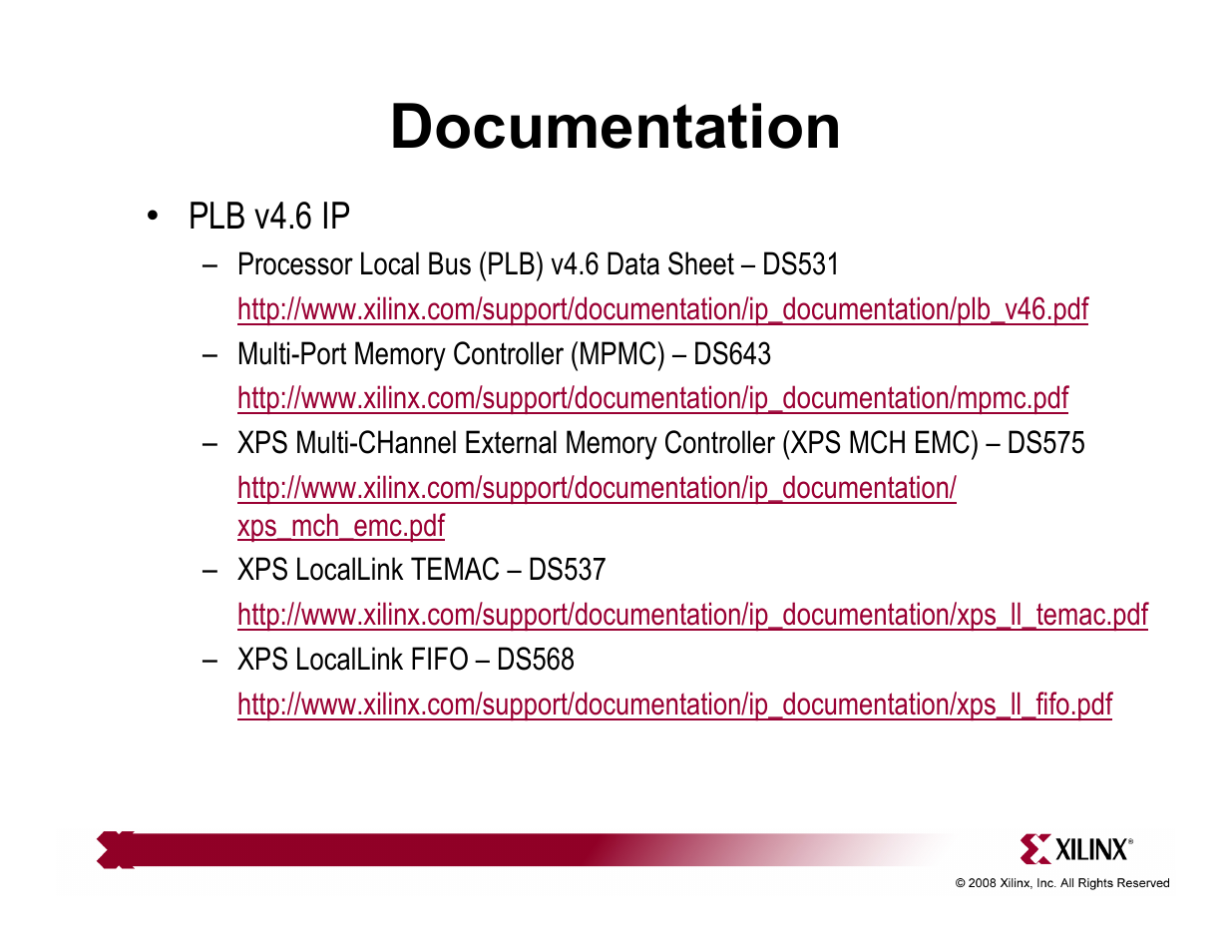 Documentation | Xilinx ML510 User Manual | Page 37 / 43