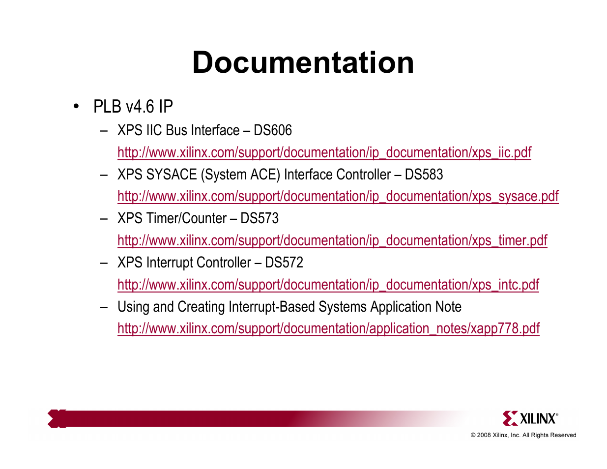 Documentation | Xilinx ML510 User Manual | Page 38 / 43