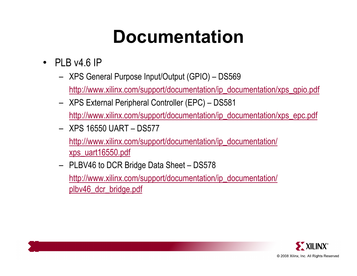 Documentation | Xilinx ML510 User Manual | Page 39 / 43