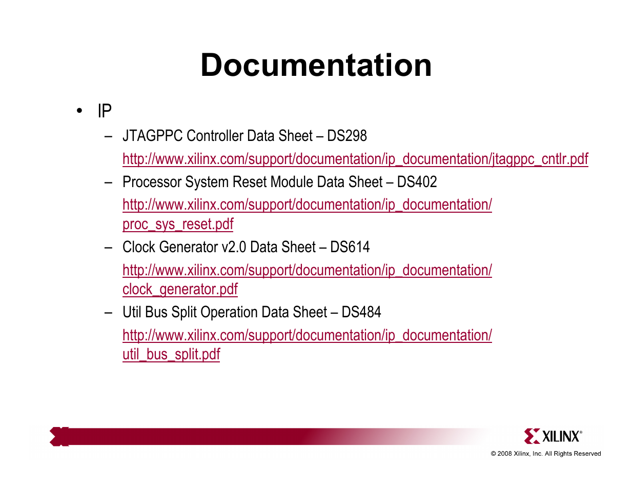 Documentation | Xilinx ML510 User Manual | Page 41 / 43