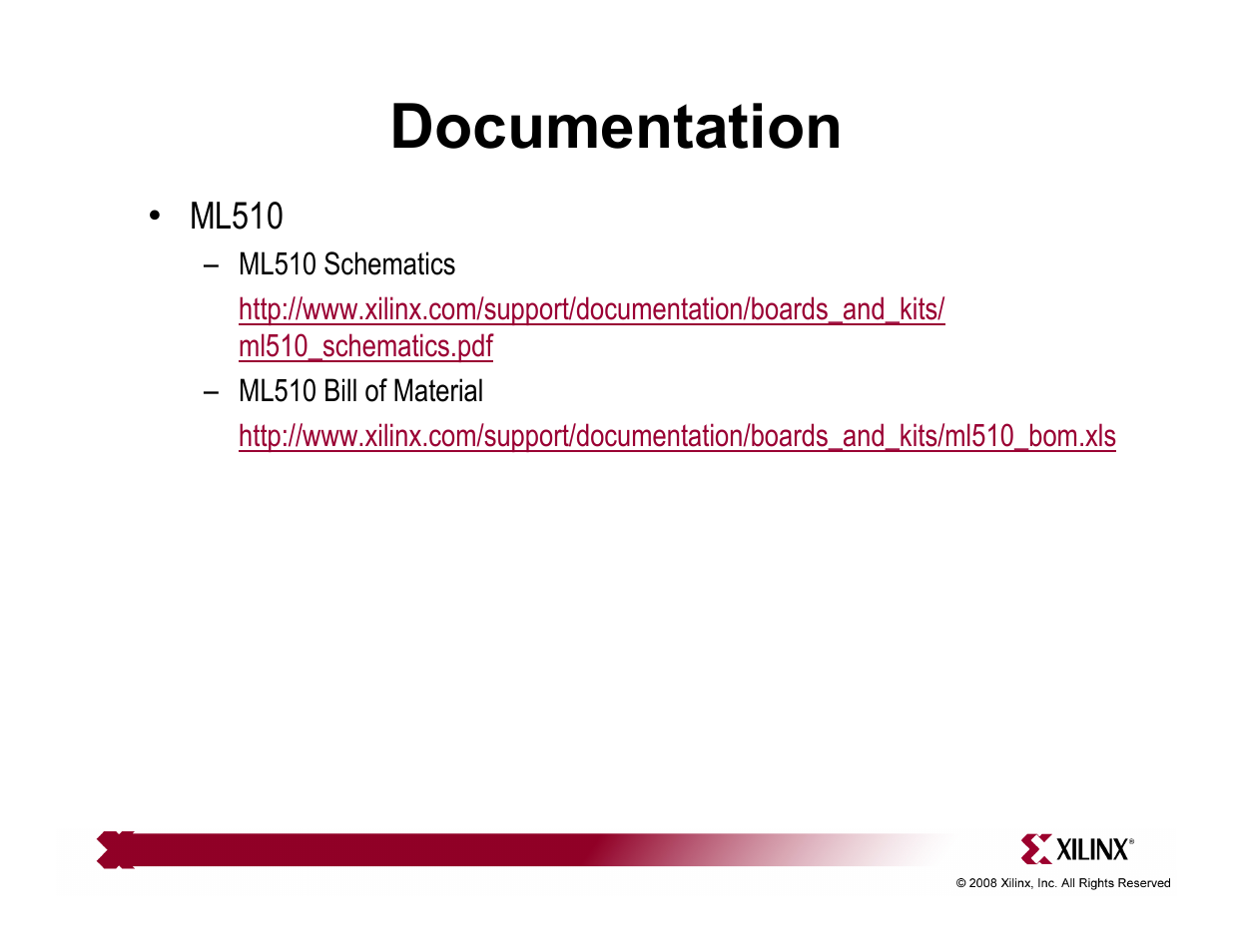 Documentation | Xilinx ML510 User Manual | Page 43 / 43