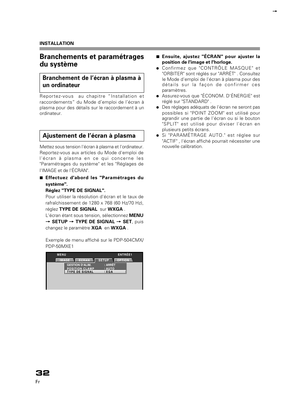 Branchements et paramétrages du système, Ajustement de l’écran à plasma, Branchement de l’écran à plasma à un ordinateur | Pioneer PDK-50HW3 User Manual | Page 19 / 99