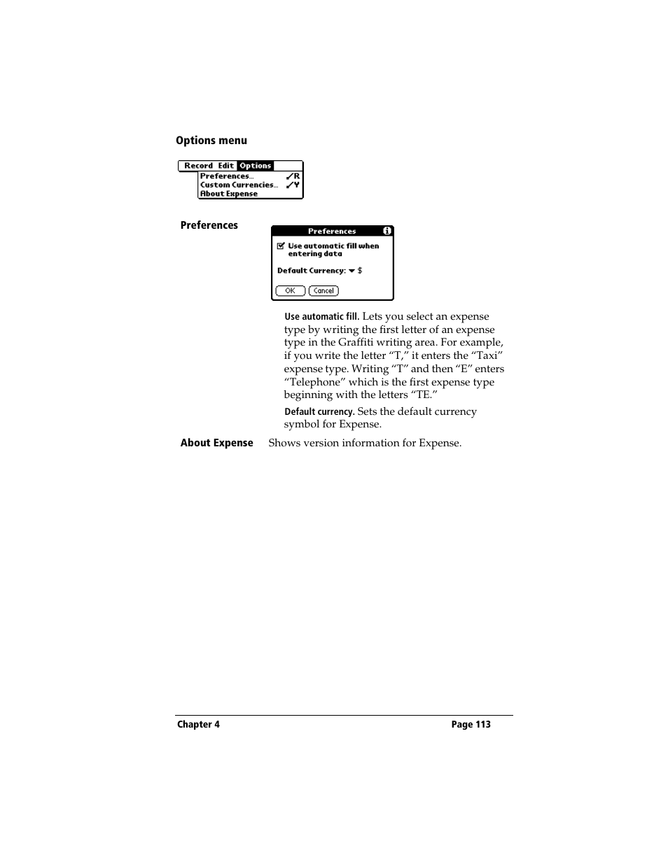 Options menu, See “options menu” lat | 3Com TRGpro User Manual | Page 121 / 260