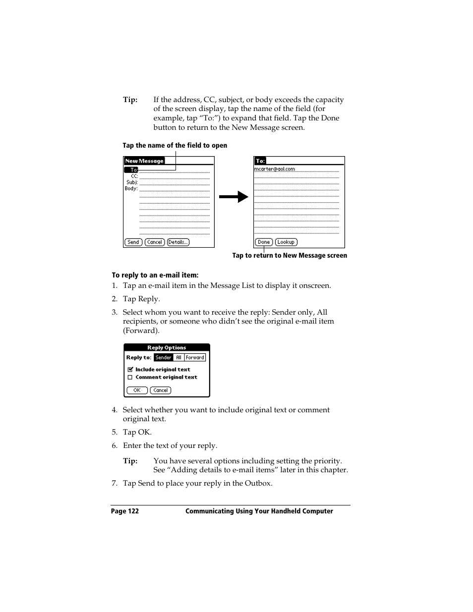 To reply to an e-mail item | 3Com TRGpro User Manual | Page 130 / 260