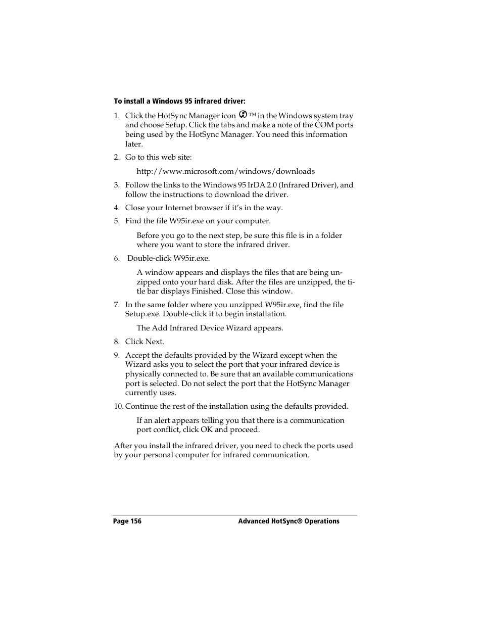 To install a windows 95 infrared driver | 3Com TRGpro User Manual | Page 164 / 260
