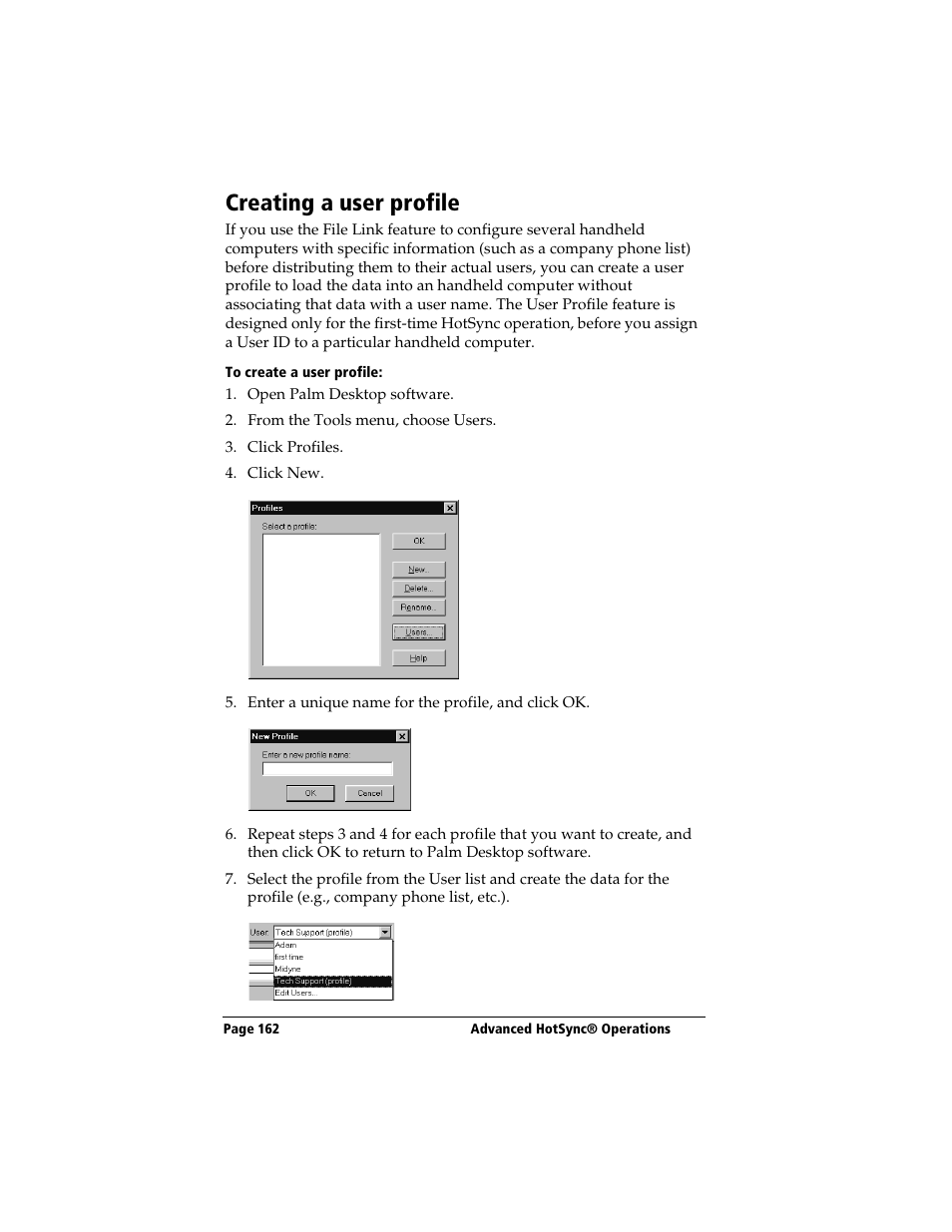 Creating a user profile, To create a user profile | 3Com TRGpro User Manual | Page 170 / 260