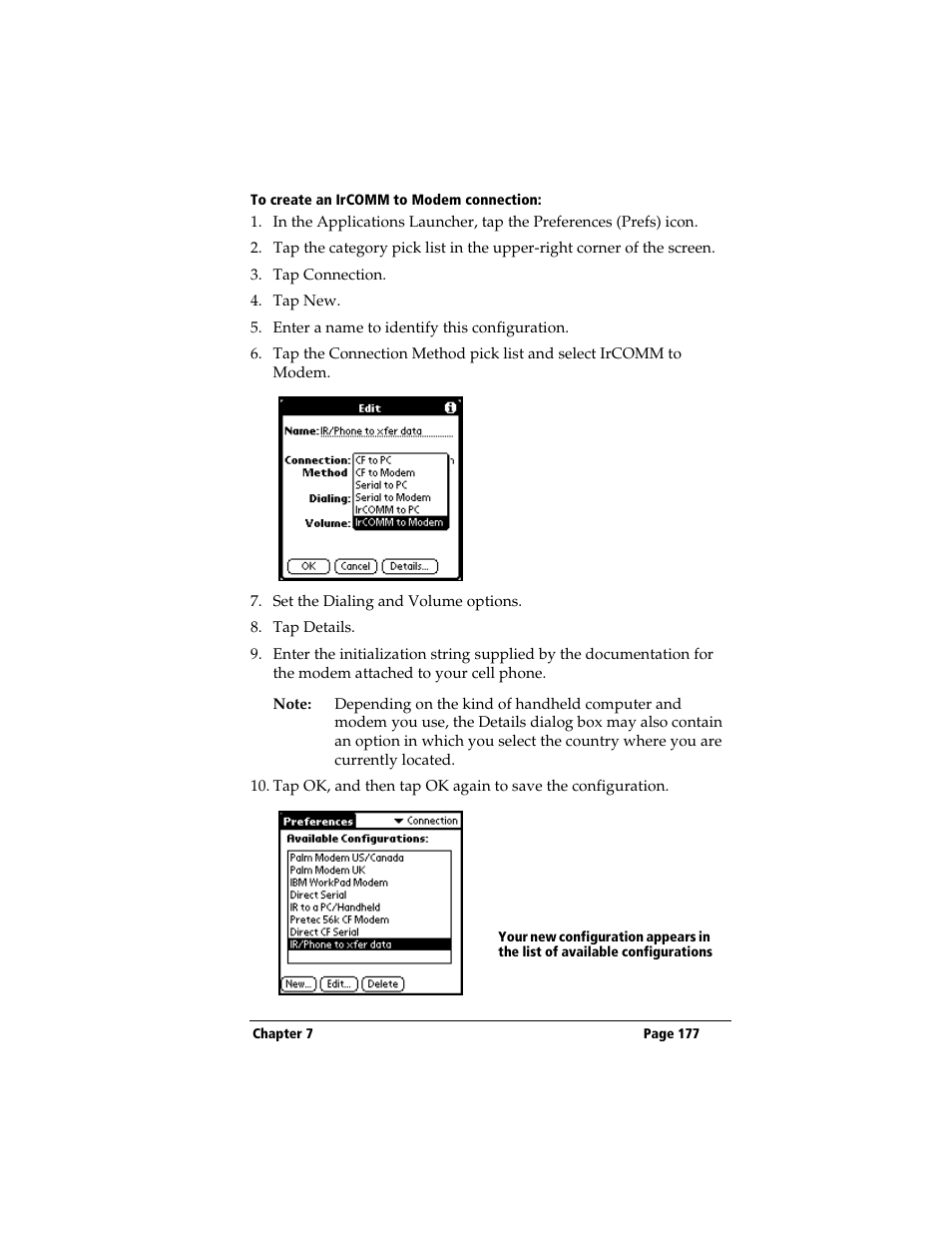 To create an ircomm to modem connection | 3Com TRGpro User Manual | Page 185 / 260