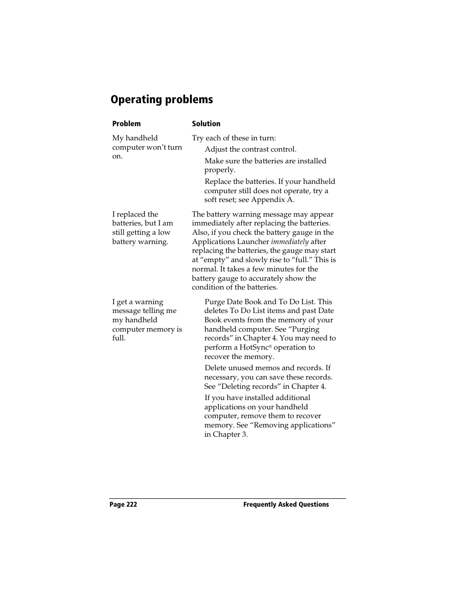 Operating problems | 3Com TRGpro User Manual | Page 230 / 260