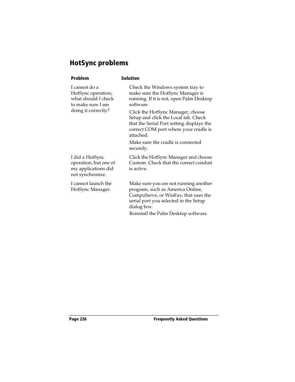 Hotsync problems | 3Com TRGpro User Manual | Page 234 / 260