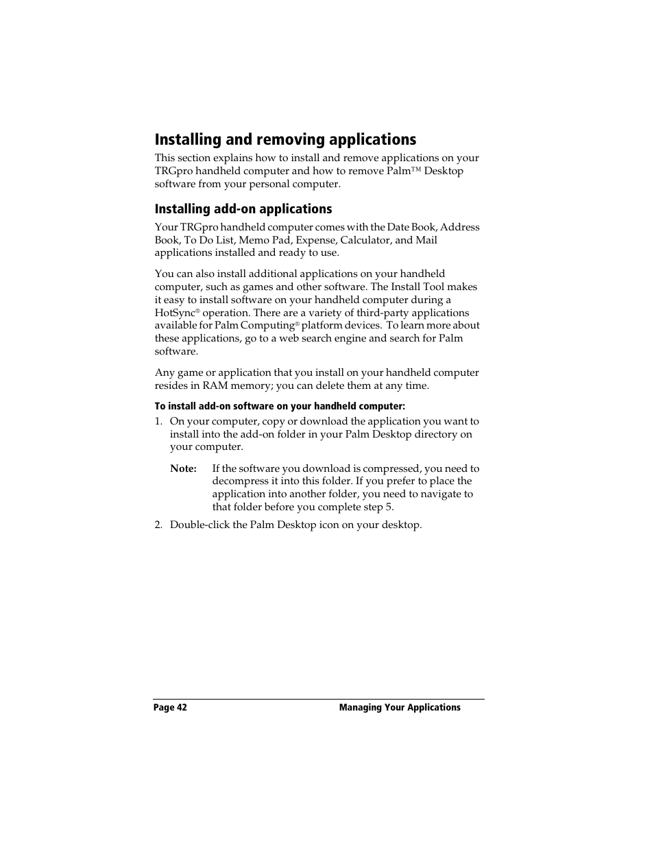 Installing and removing applications, Installing add-on applications | 3Com TRGpro User Manual | Page 50 / 260