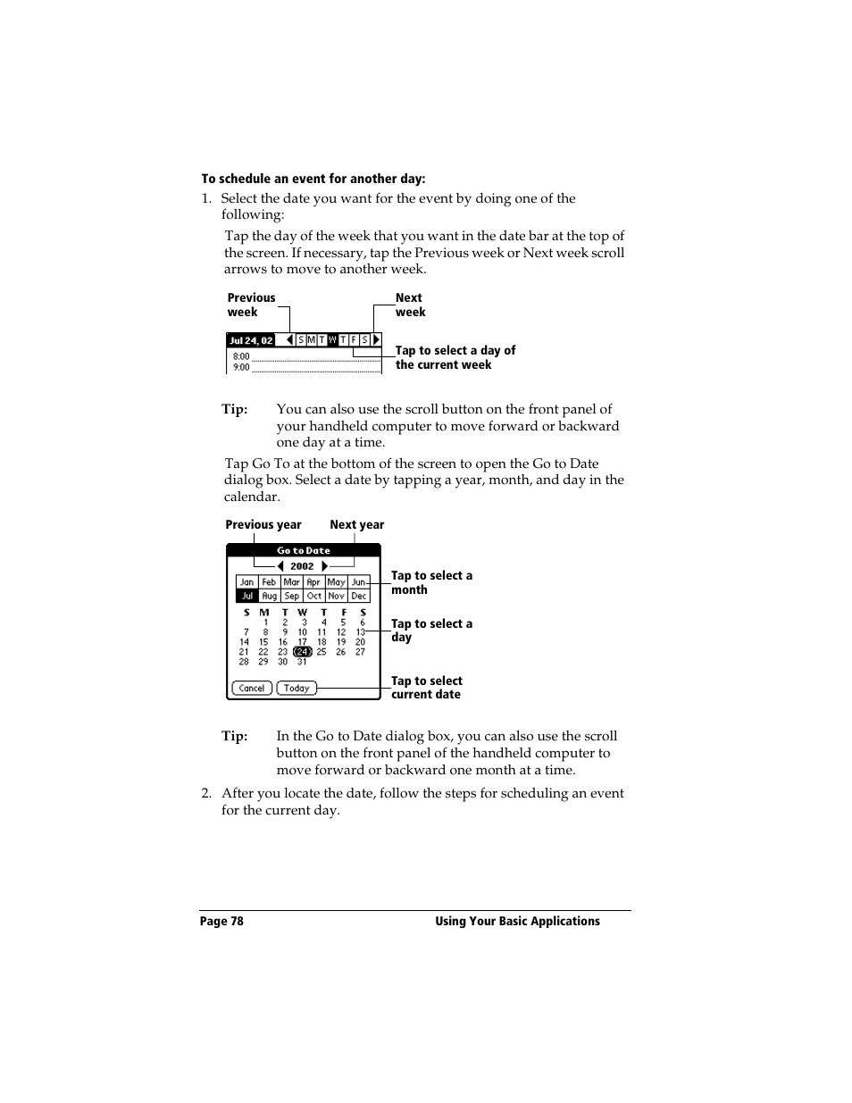 To schedule an event for another day | 3Com TRGpro User Manual | Page 86 / 260