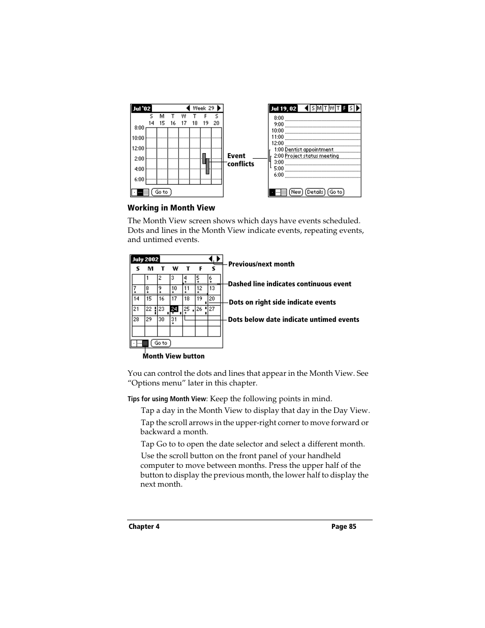 Working in month view | 3Com TRGpro User Manual | Page 93 / 260