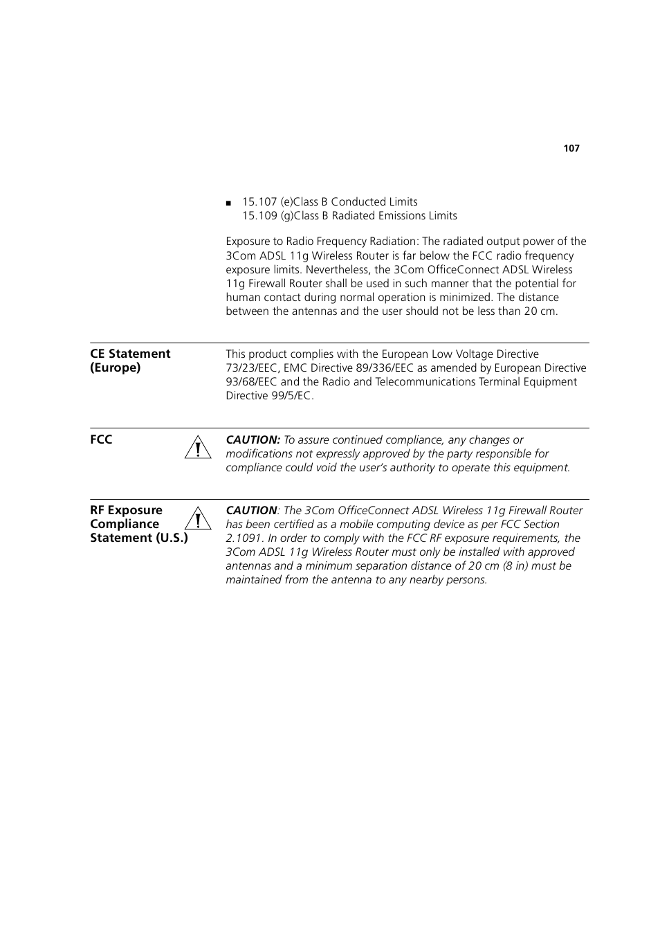 3Com 3CRWE754G72-A User Manual | Page 107 / 110