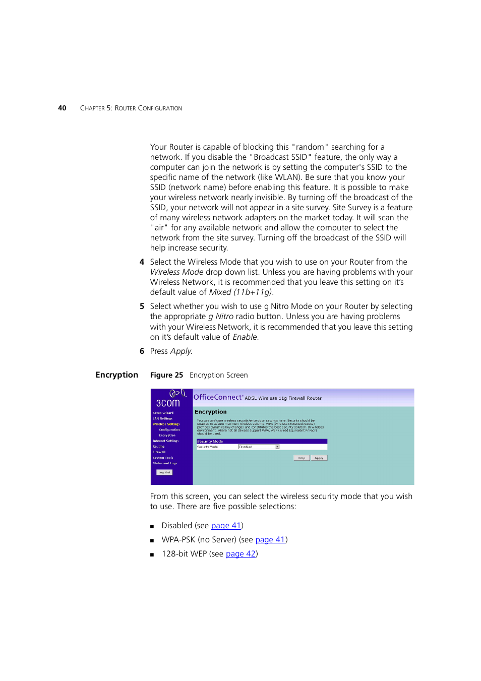 Encryption | 3Com 3CRWE754G72-A User Manual | Page 40 / 110