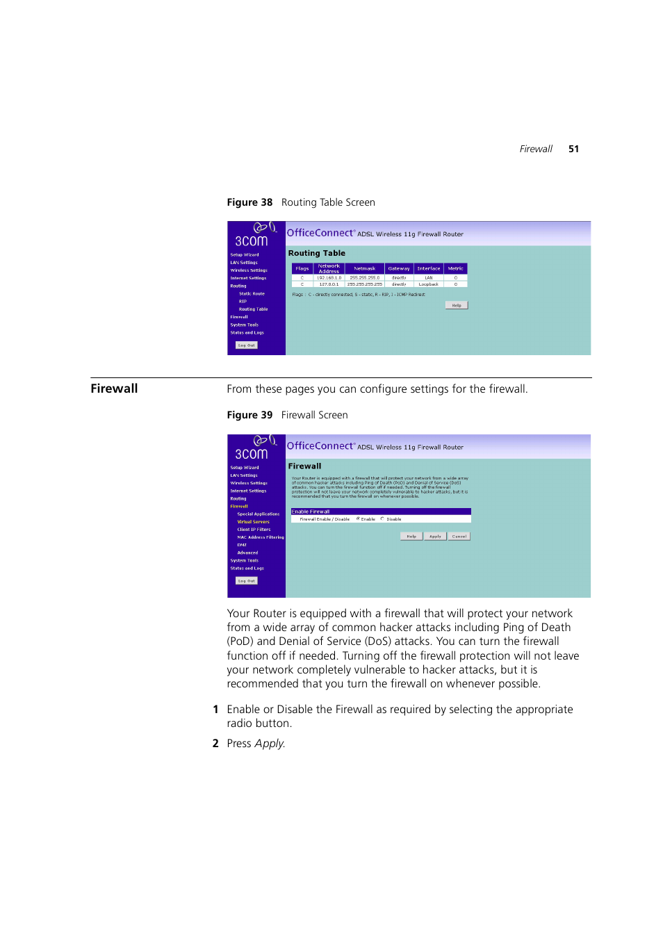 Firewall | 3Com 3CRWE754G72-A User Manual | Page 51 / 110