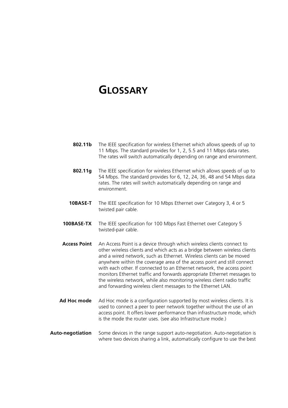 Glossary, Lossary | 3Com 3CRWE754G72-A User Manual | Page 95 / 110