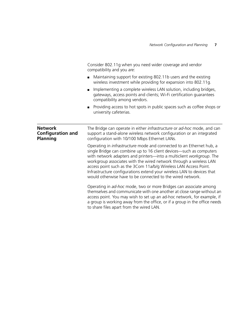Network configuration and planning | 3Com WL-560 User Manual | Page 13 / 70