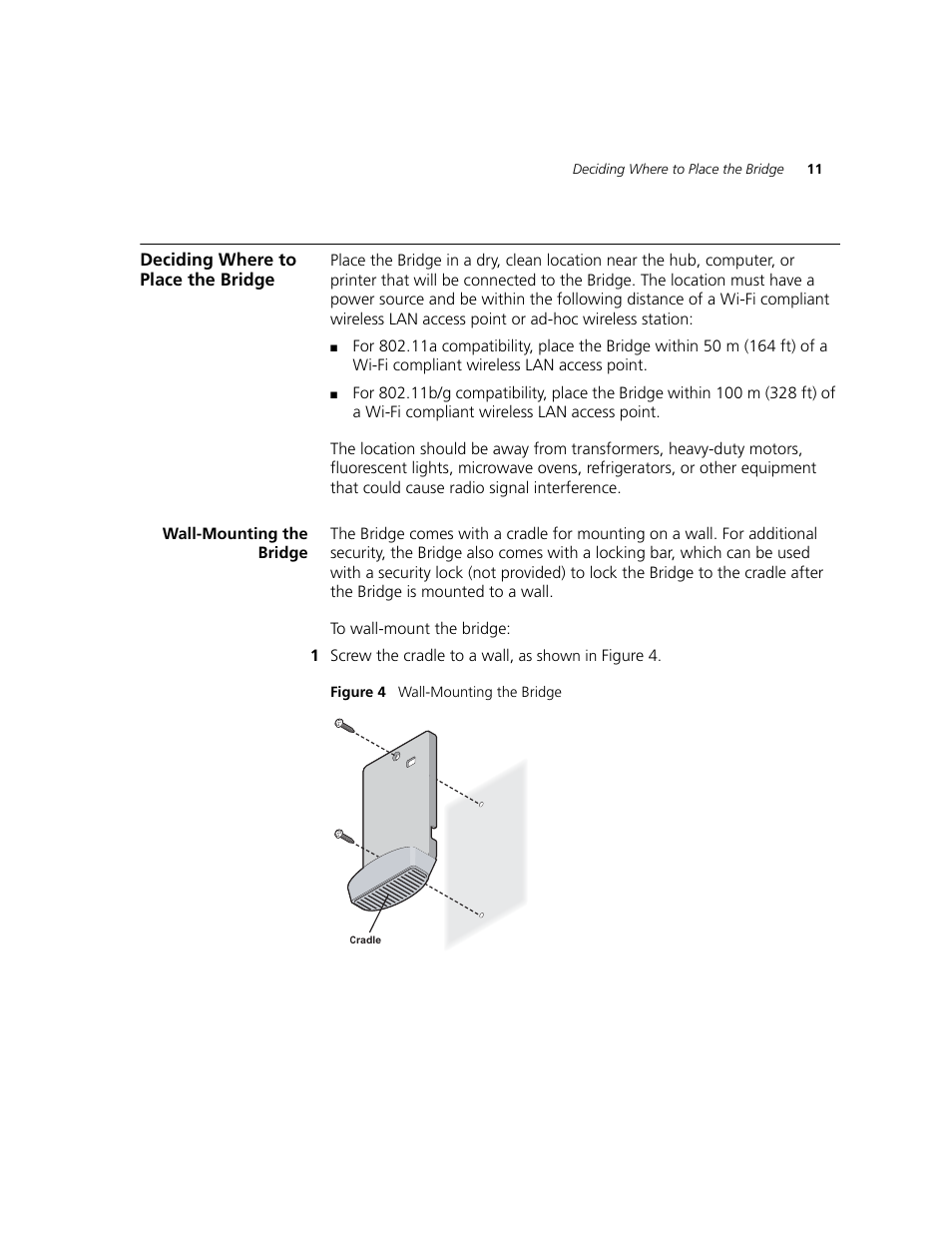 Deciding where to place the bridge, Wall-mounting the bridge | 3Com WL-560 User Manual | Page 17 / 70