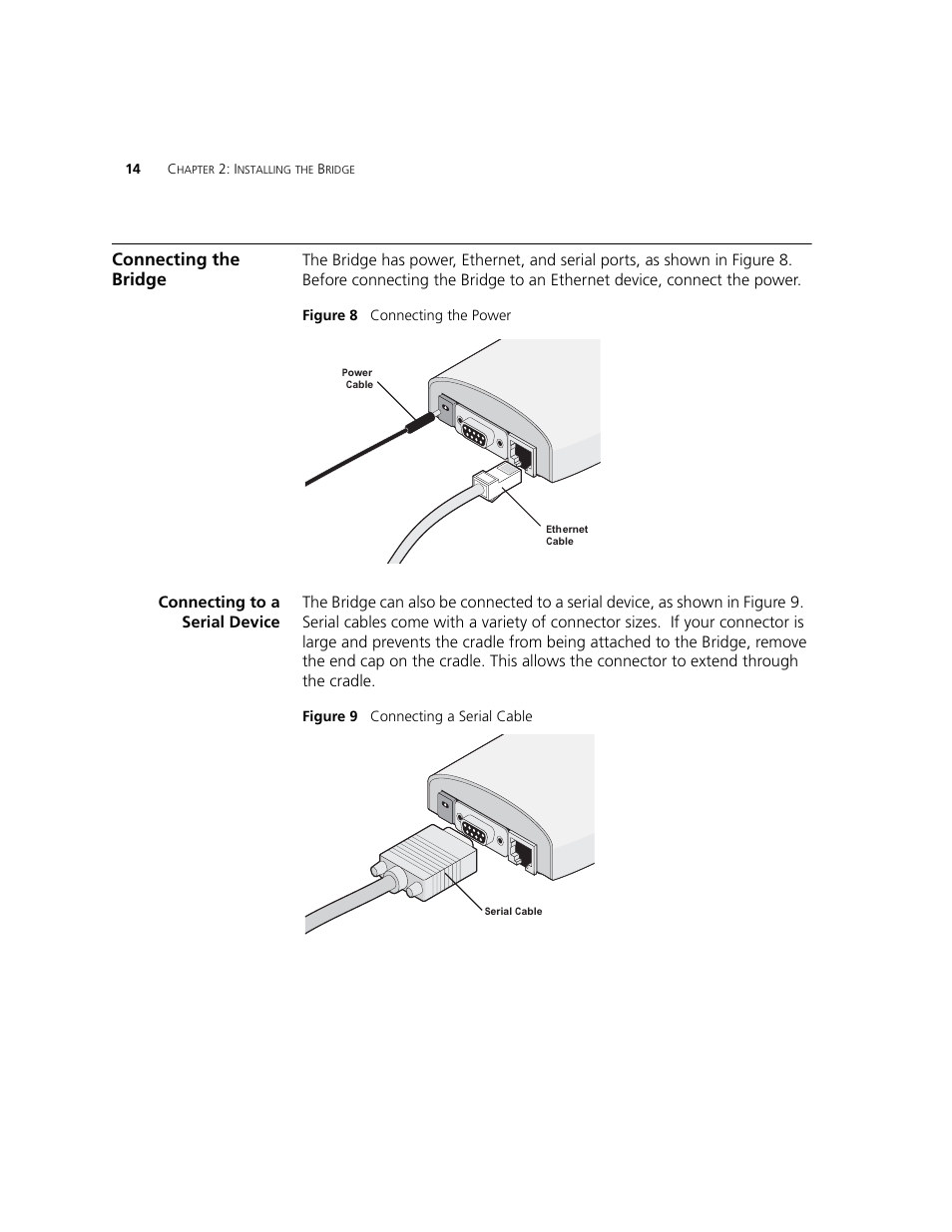 Connecting the bridge, Connecting to a serialdevice, Connecting to a serial device | 3Com WL-560 User Manual | Page 20 / 70