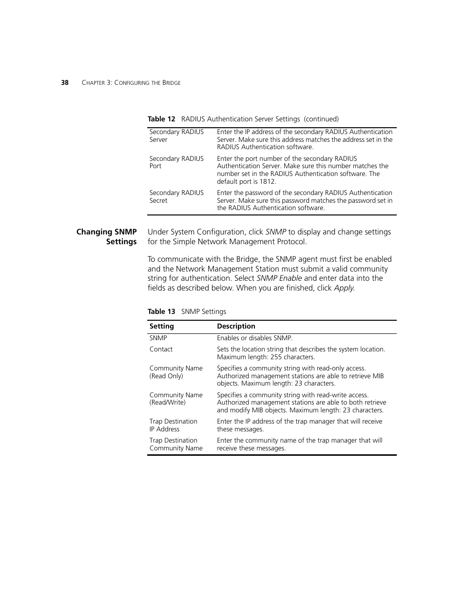 Changing snmp settings | 3Com WL-560 User Manual | Page 44 / 70