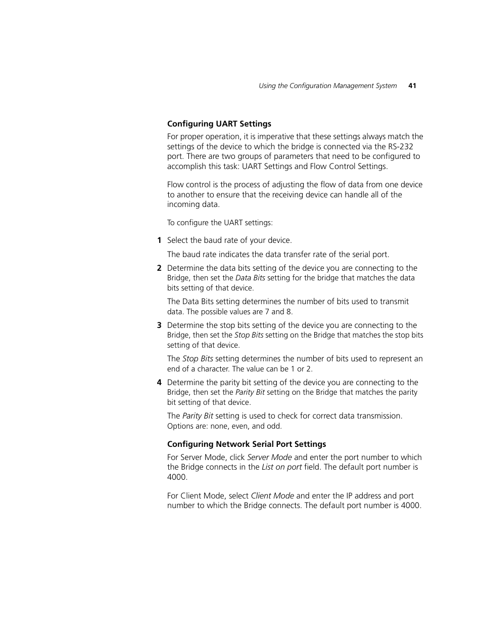 Configuring uart settings, Configuring network serial port settings | 3Com WL-560 User Manual | Page 47 / 70