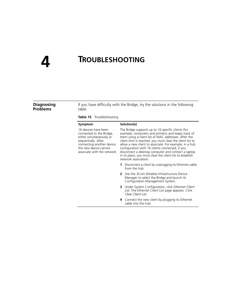 Troubleshooting, Diagnosing problems, Roubleshooting | 3Com WL-560 User Manual | Page 55 / 70