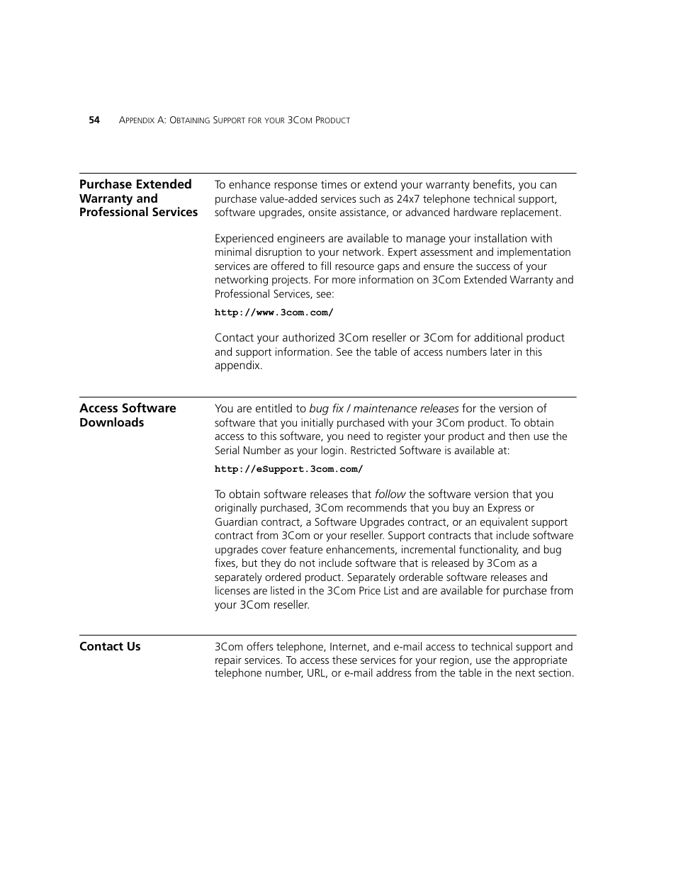 Access software downloads, Contact us | 3Com WL-560 User Manual | Page 60 / 70