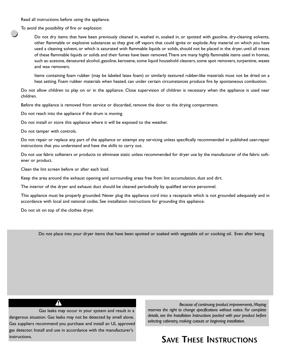 Hese, Nstructions, Warning | Maytage Neptune Dryer MD55 User Manual | Page 3 / 36