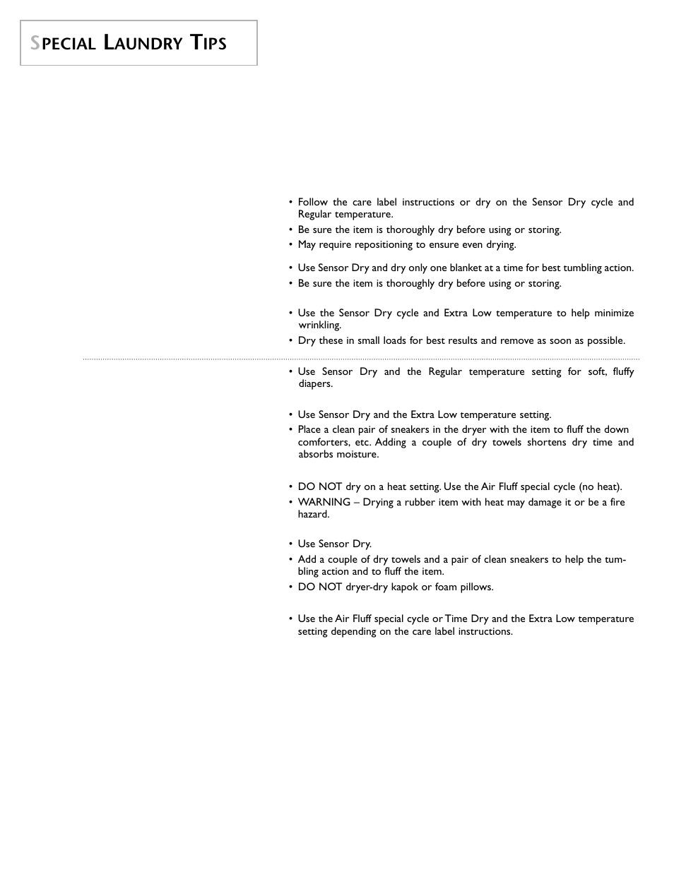 Pecial, Aundry | Maytage Neptune Dryer MD55 User Manual | Page 8 / 36