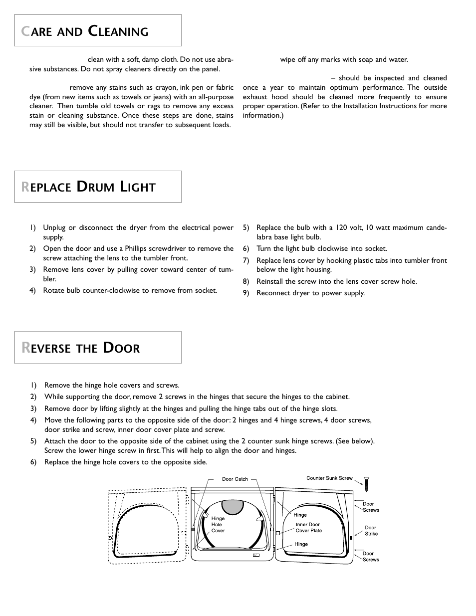 Are and, Leaning, Eplace | Ight, Everse the | Maytage Neptune Dryer MD55 User Manual | Page 9 / 36