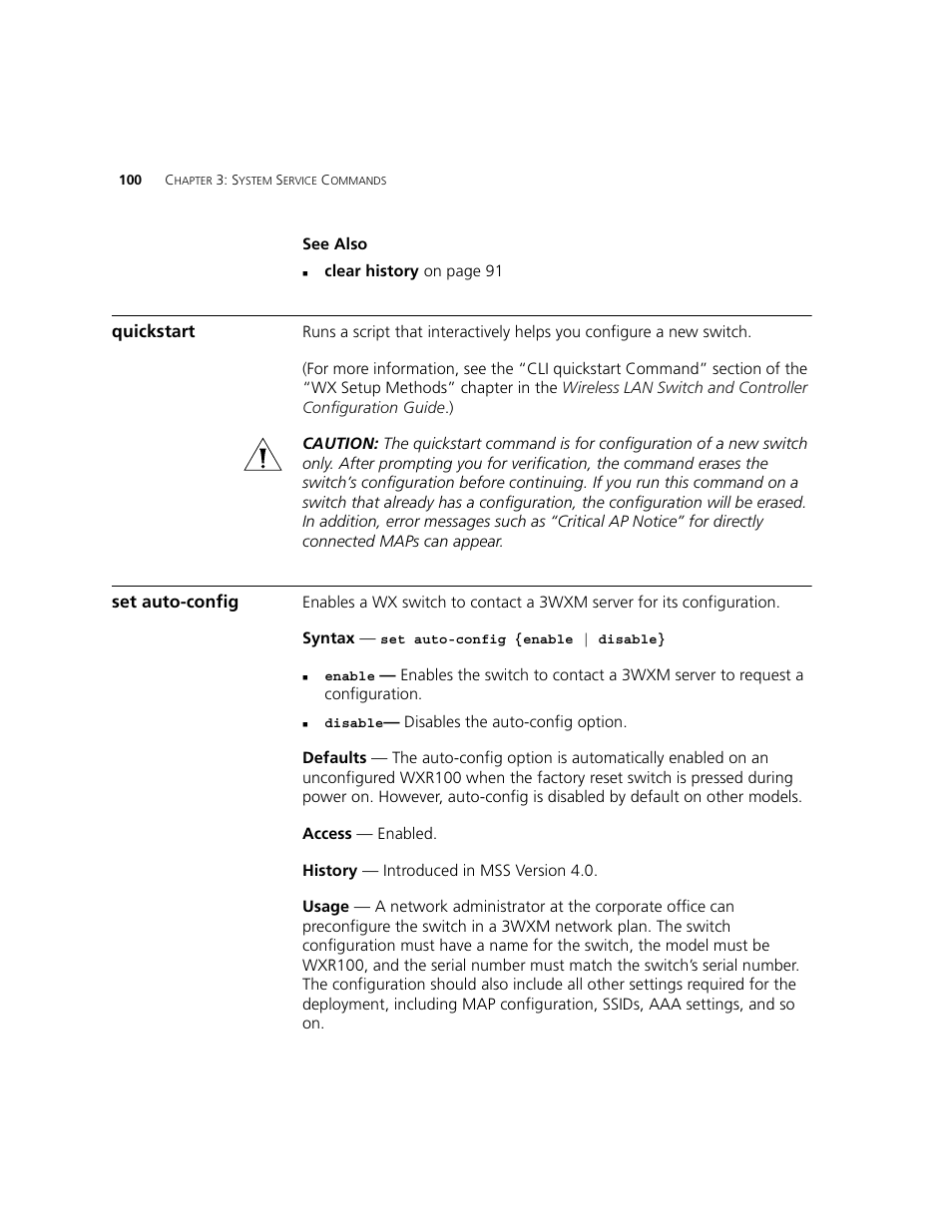 Quickstart, Set auto-config | 3Com WXR100 3CRWXR10095A User Manual | Page 100 / 800