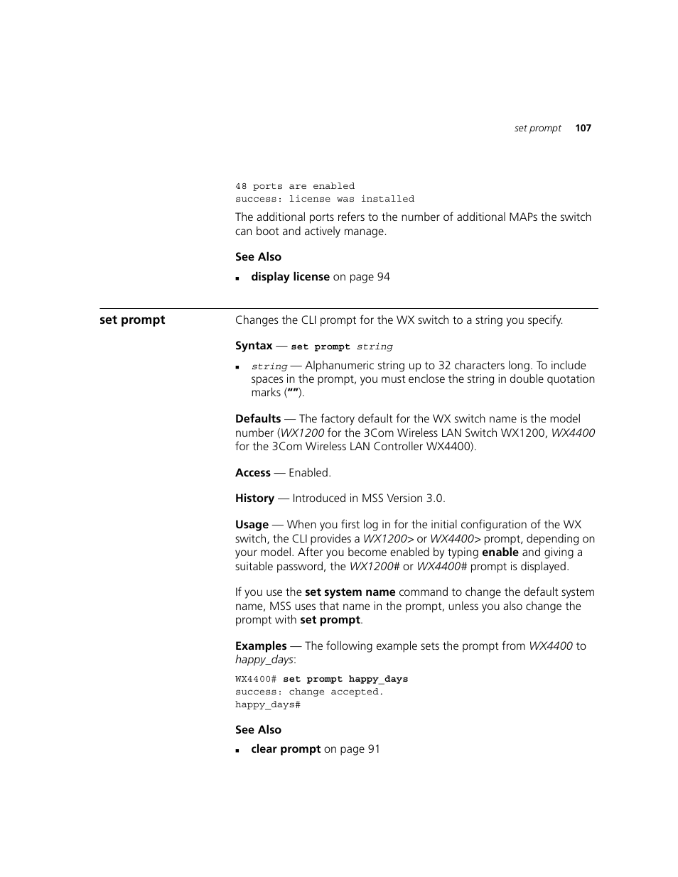 Set prompt | 3Com WXR100 3CRWXR10095A User Manual | Page 107 / 800