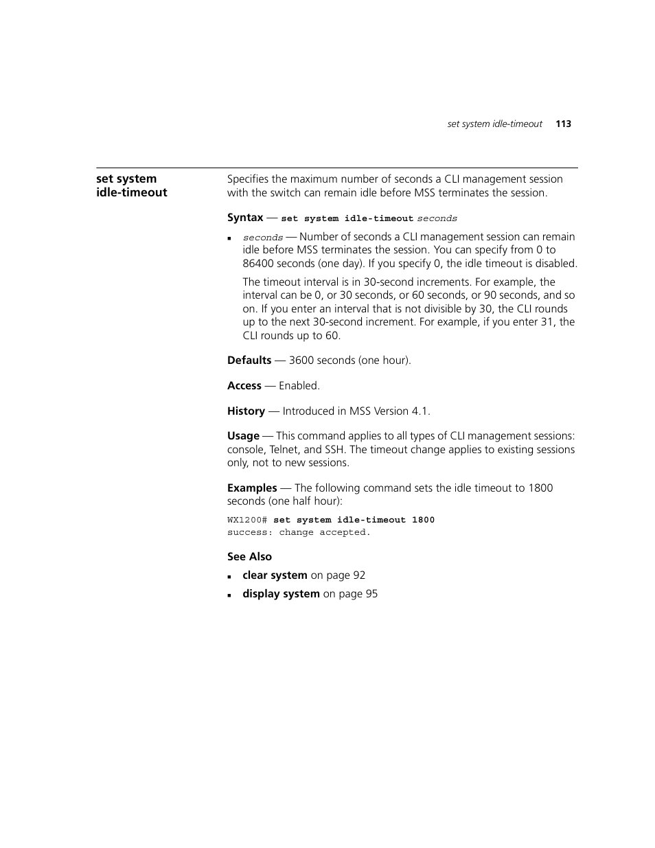 Set system idle-timeout | 3Com WXR100 3CRWXR10095A User Manual | Page 113 / 800