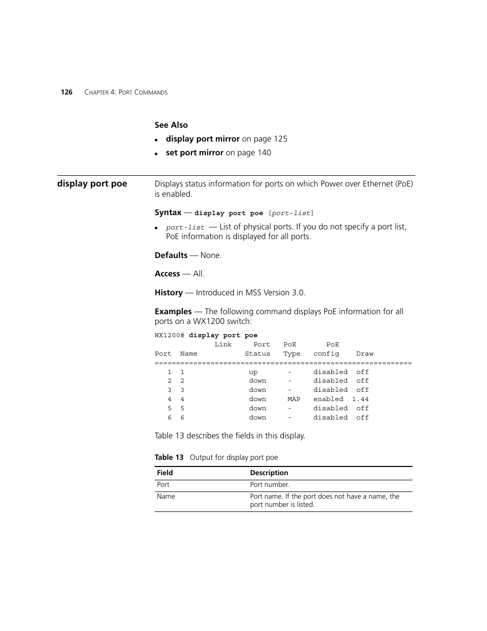 Display port poe | 3Com WXR100 3CRWXR10095A User Manual | Page 126 / 800