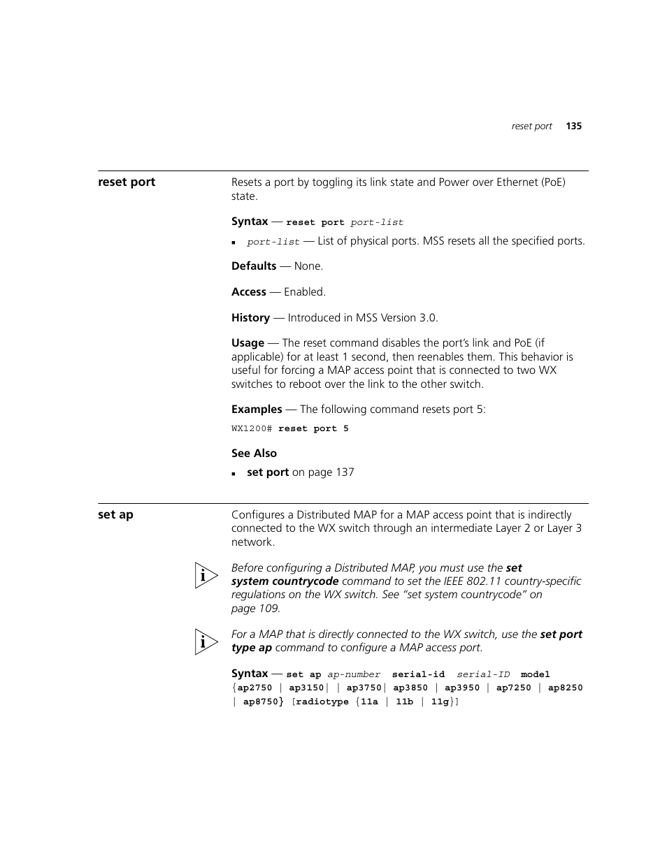 Reset port, Set ap | 3Com WXR100 3CRWXR10095A User Manual | Page 135 / 800