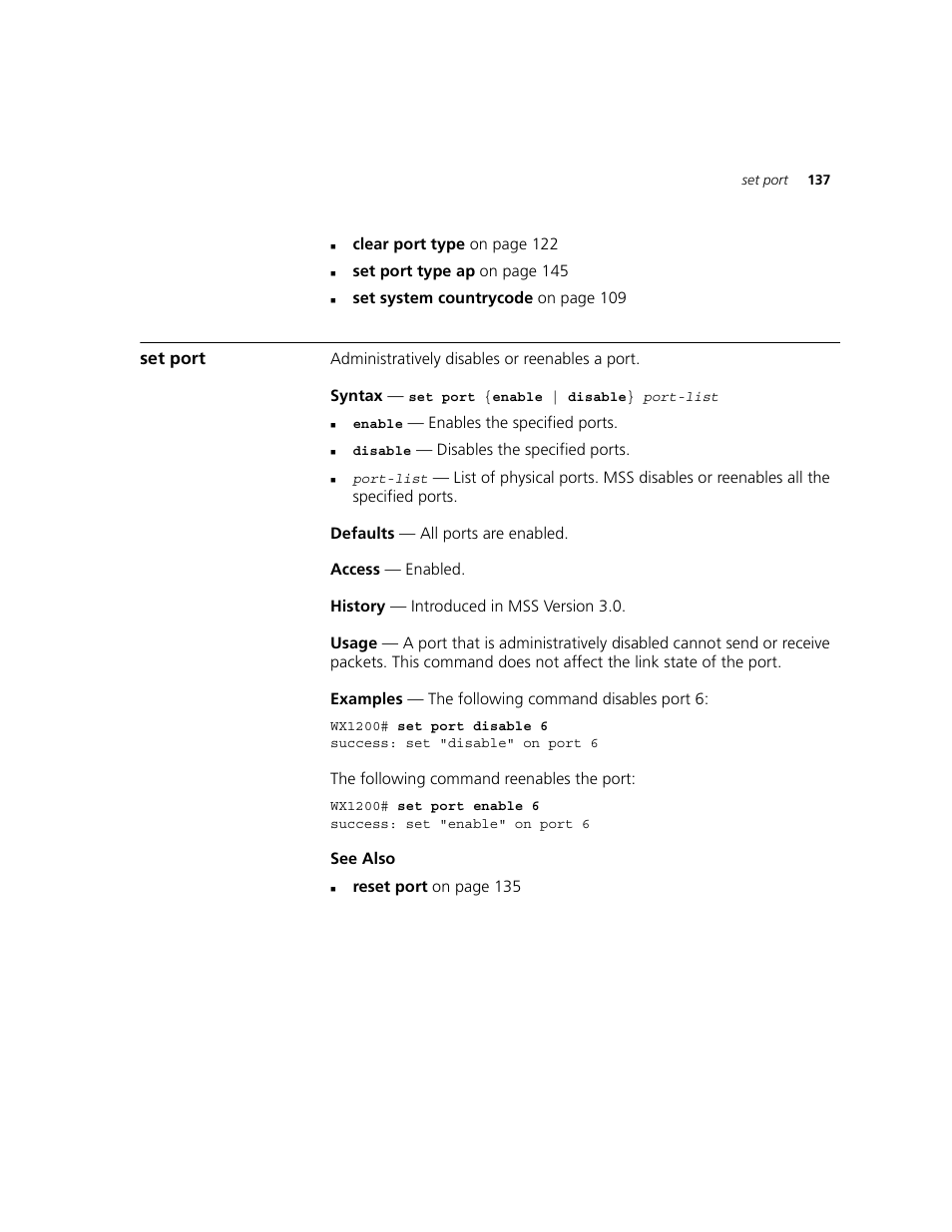 Set port | 3Com WXR100 3CRWXR10095A User Manual | Page 137 / 800