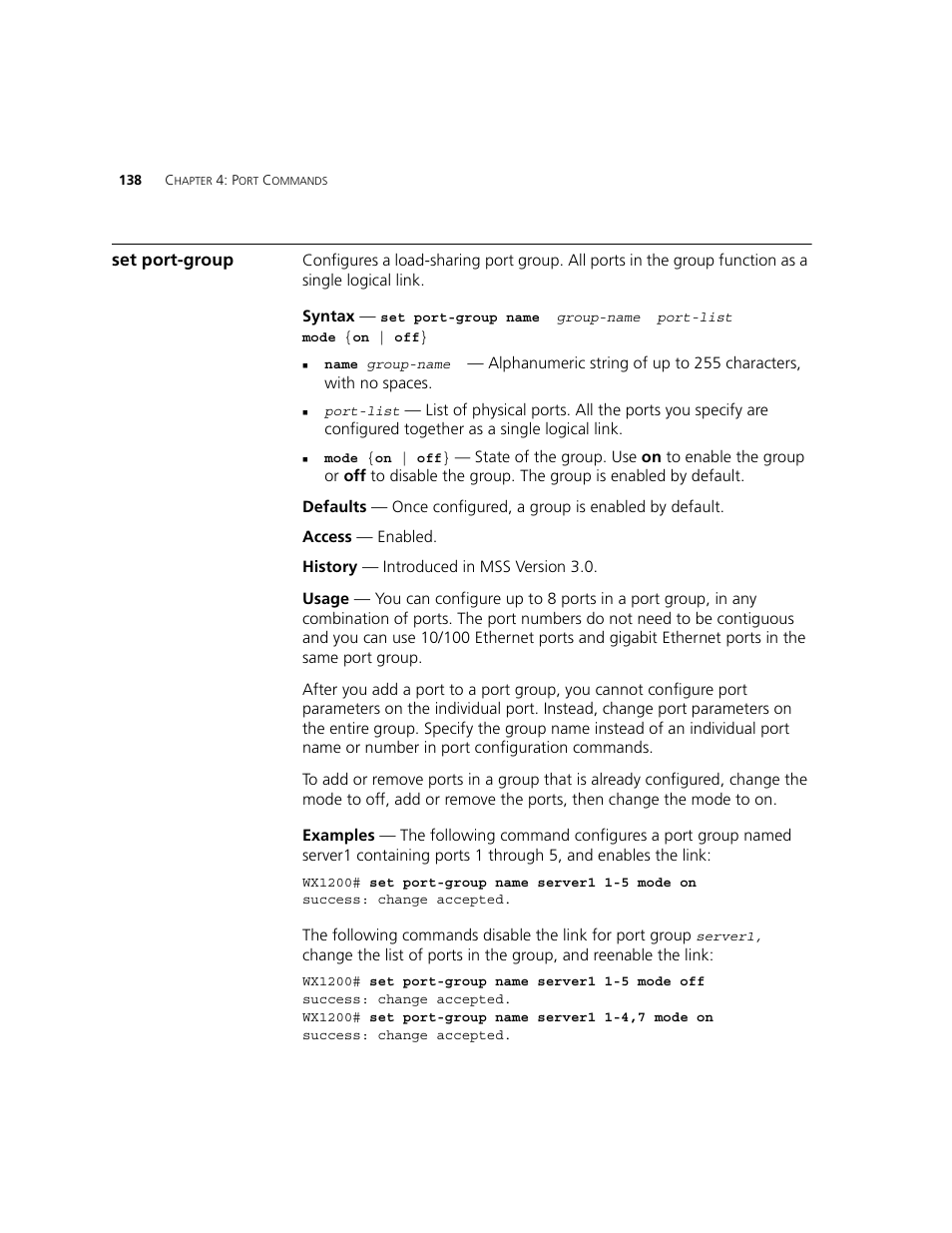 Set port-group | 3Com WXR100 3CRWXR10095A User Manual | Page 138 / 800