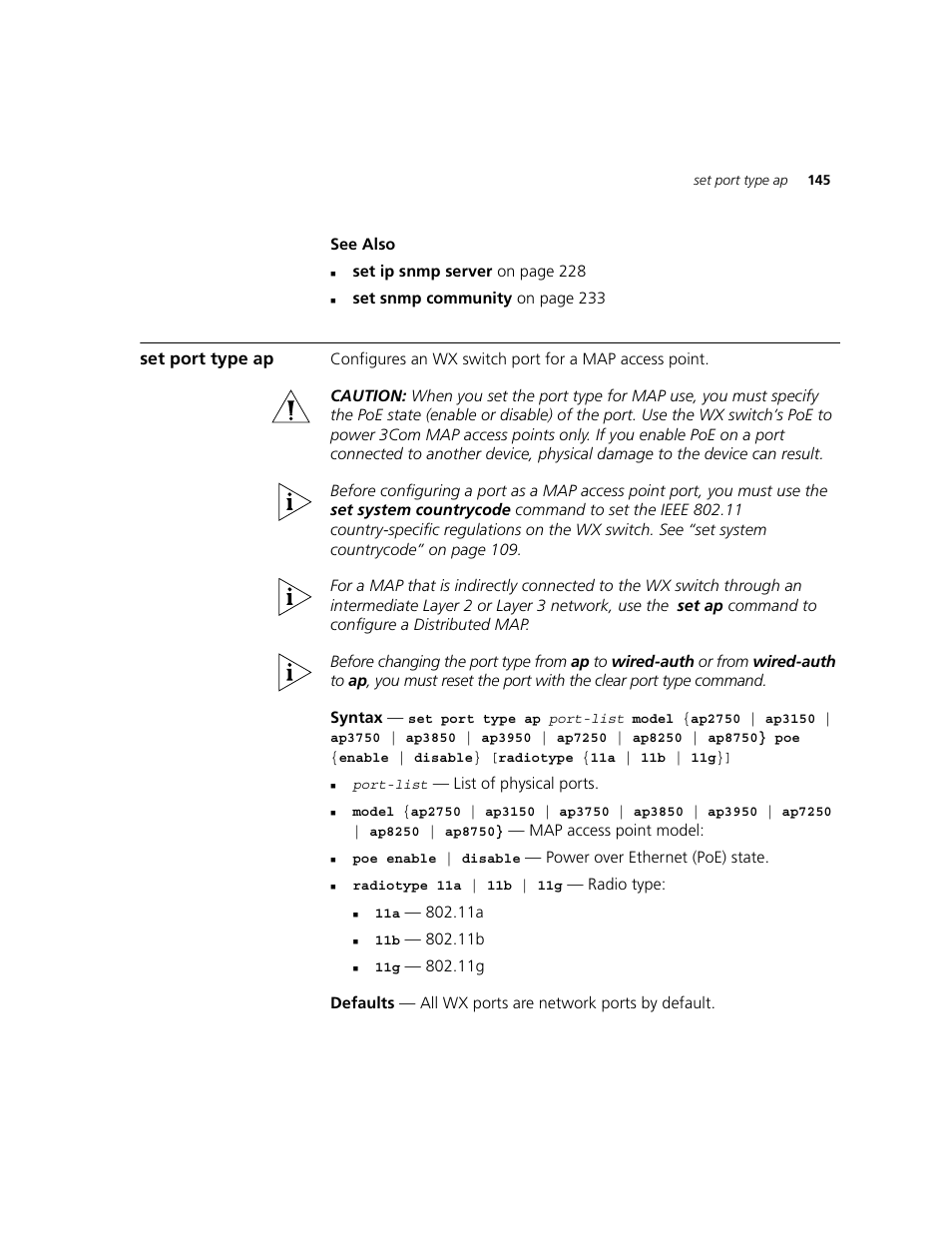 Set port type ap | 3Com WXR100 3CRWXR10095A User Manual | Page 145 / 800