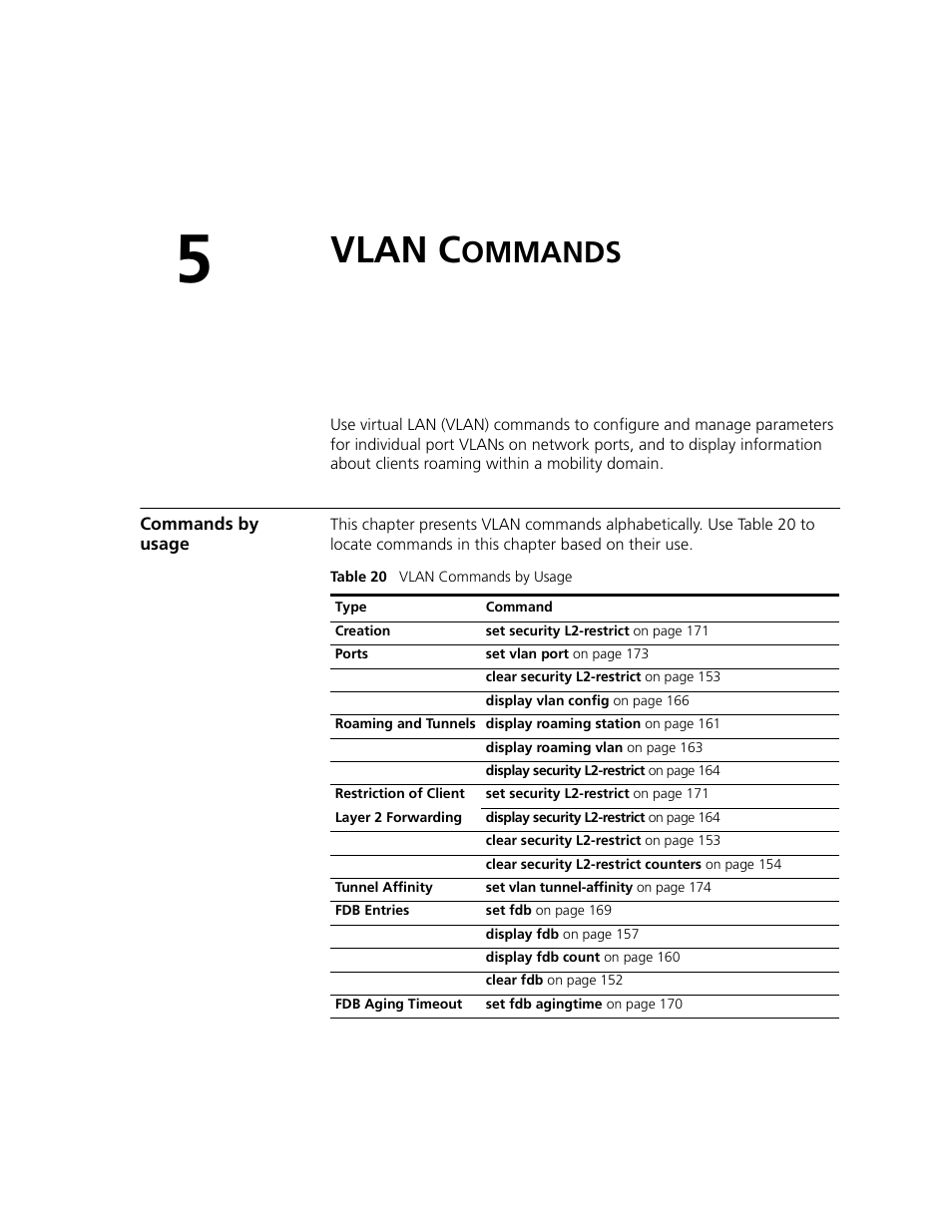 Vlan commands, Commands by usage, Vlan c | Ommands | 3Com WXR100 3CRWXR10095A User Manual | Page 151 / 800