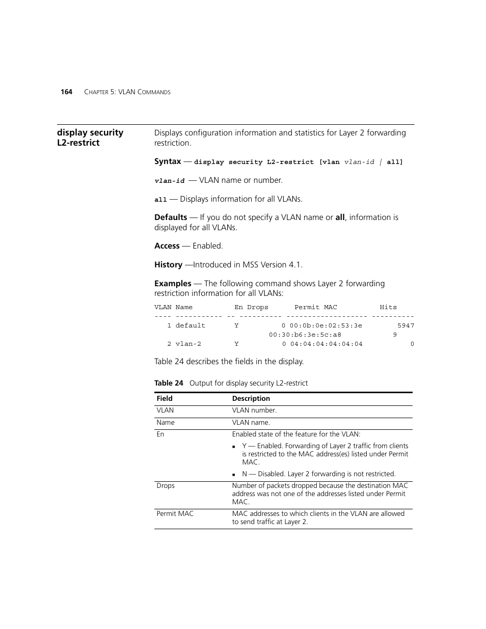 Display security l2-restrict | 3Com WXR100 3CRWXR10095A User Manual | Page 164 / 800