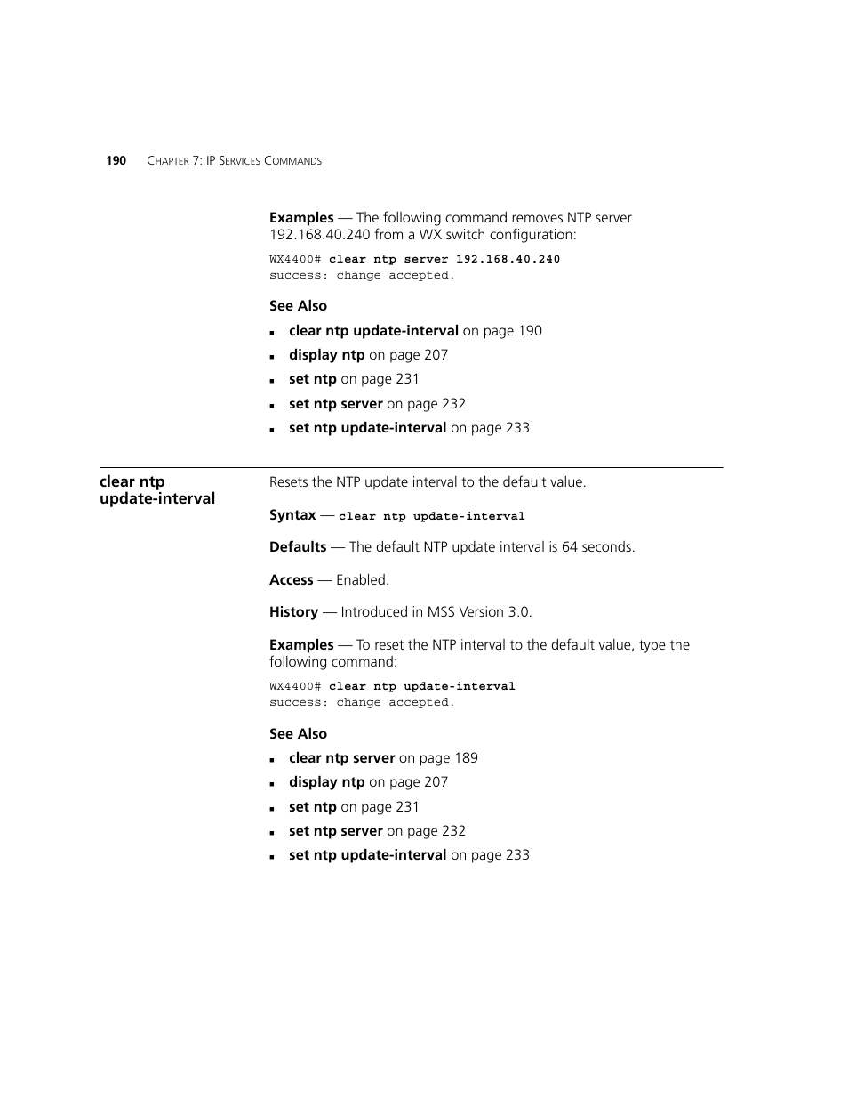 Clear ntp update-interval | 3Com WXR100 3CRWXR10095A User Manual | Page 190 / 800